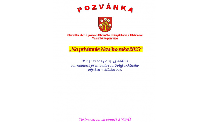 Pozvánka - Silvester 2024 