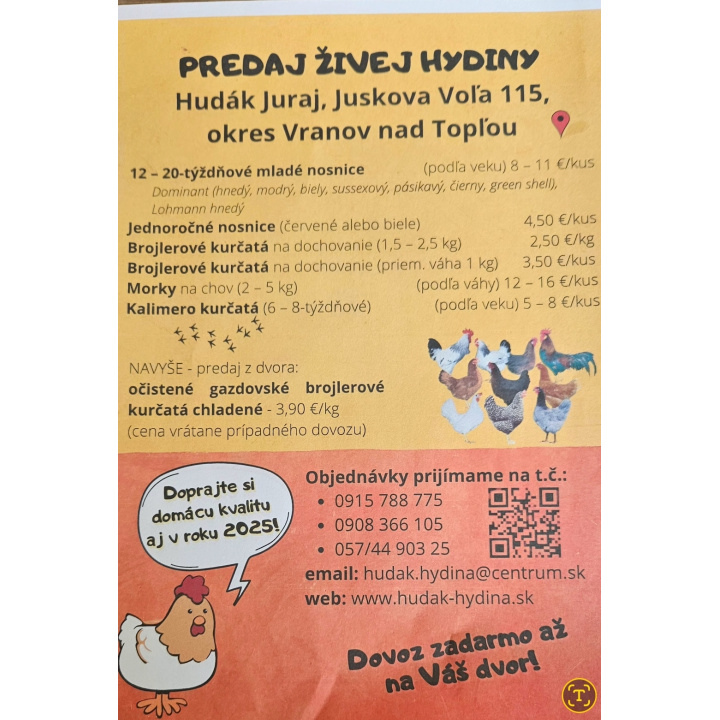 Predaj živej hydiny